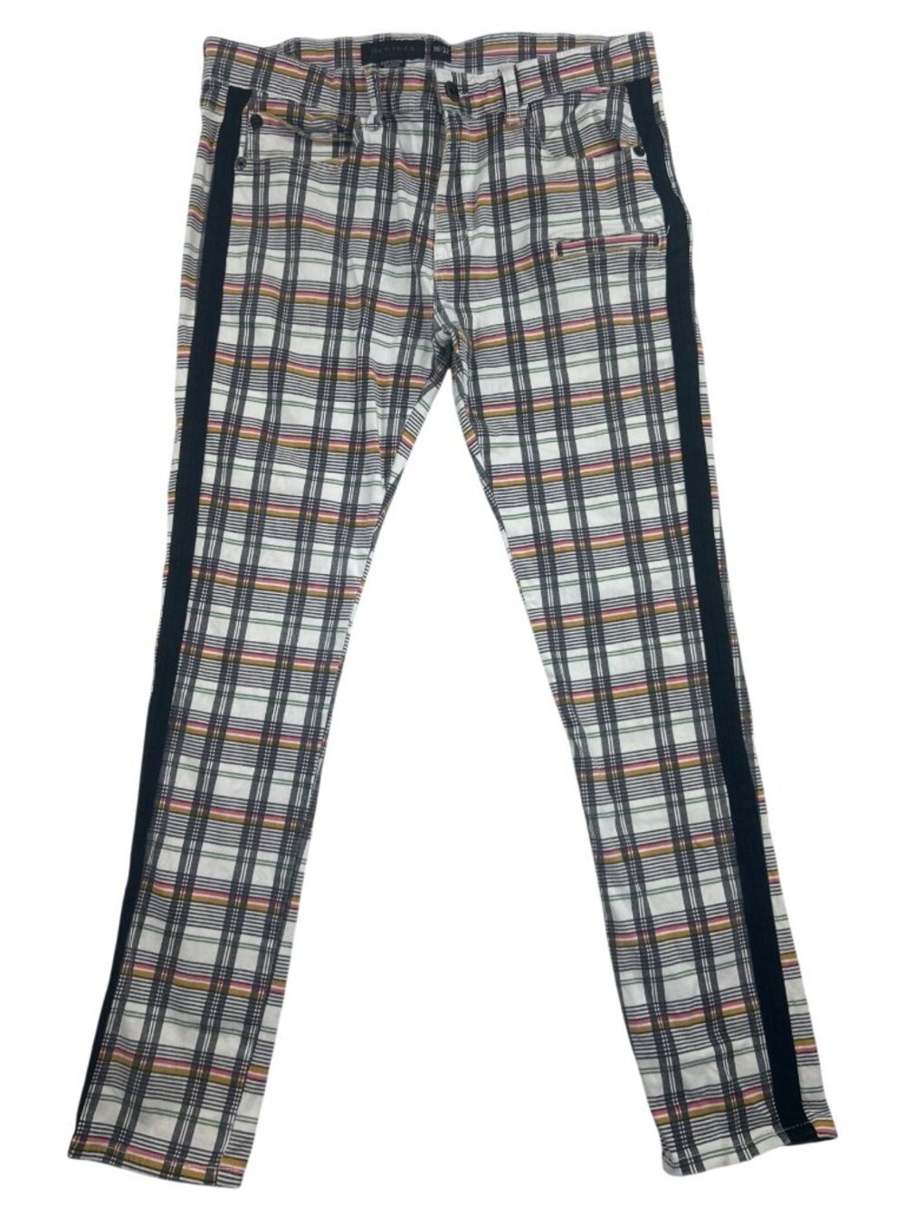 Decibel Plaid Pants Jeans Men's Size 36x32 Multi Ska Punk Rock Emo Side Stripe